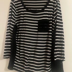 Black and White Striped 3/4 top